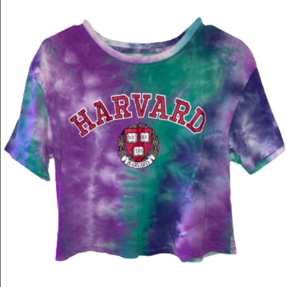Tie Dye Harvard Women’s Crop Top Short Sleeve Shirt